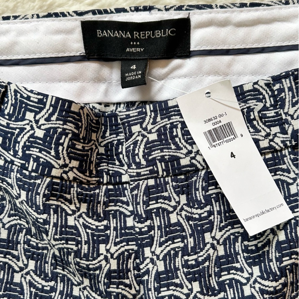 NWT Banana Republic Factory Avery Blue and White Ankle-Length Pants - Picture 8 of 9